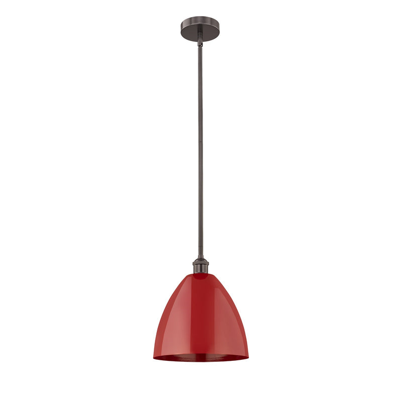 Innovations Plymouth 12in 1-Light Mini Pendant | Industrial Oil Rubbed Bronze Steel and Matte Red Metal | Kitchen Island & | Model 616-1S-OB-MBD-12-RD-LED