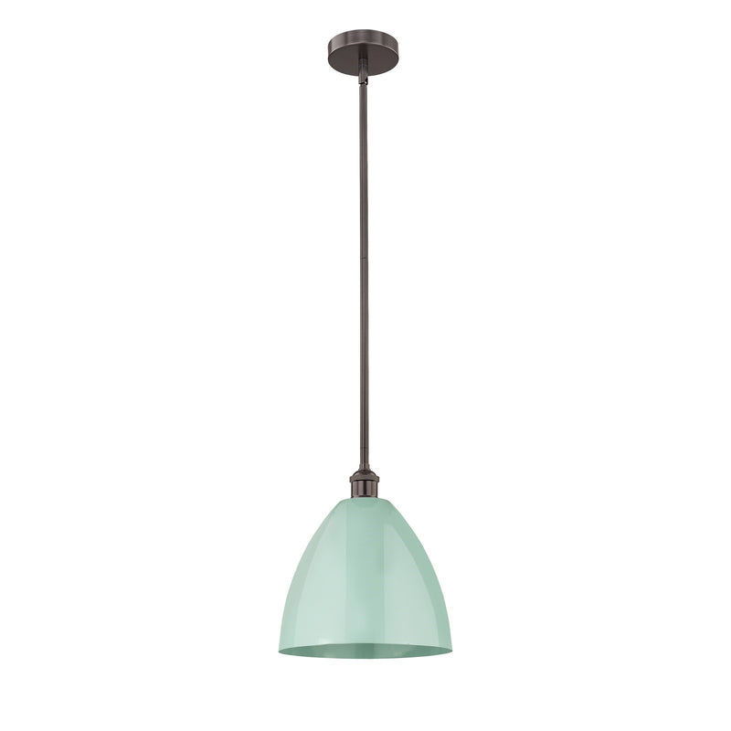 Innovations Plymouth 12in 1-Light Mini Pendant | Industrial Oil Rubbed Bronze Steel and Matte Seafoam Metal Shade | Kitchen | Model 616-1S-OB-MBD-12-SF