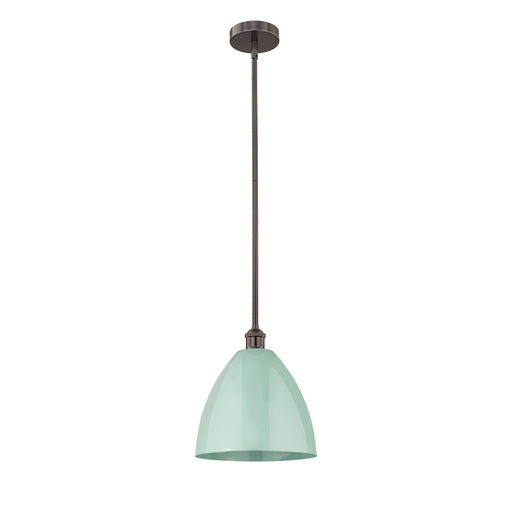 Innovations Plymouth 12in 1-Light Mini Pendant | Industrial Oil Rubbed Bronze Steel and Matte Seafoam Metal Shade | Kitchen | Model 616-1S-OB-MBD-12-SF