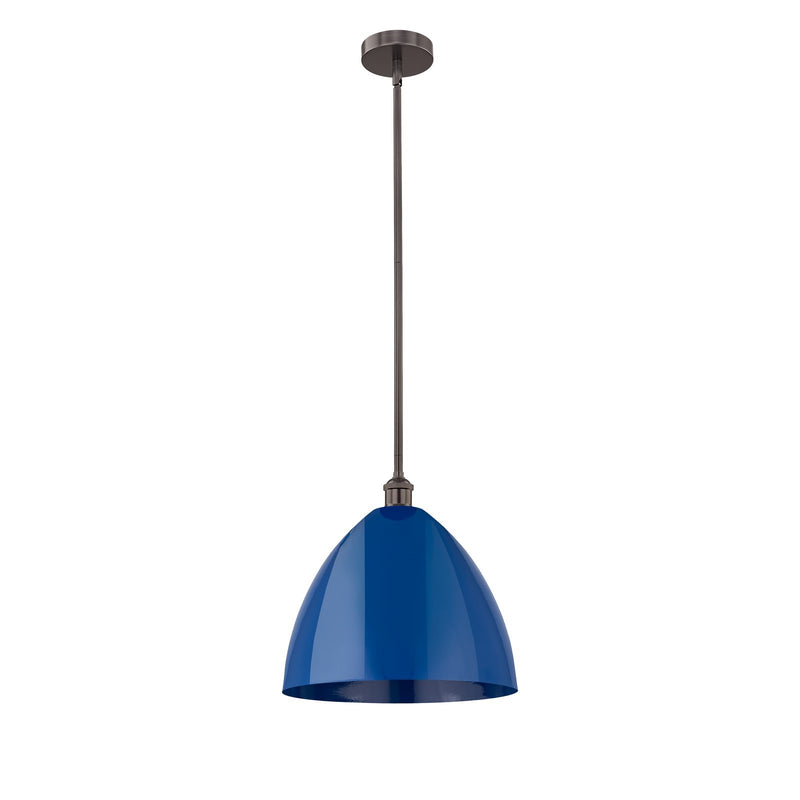 Innovations Plymouth 16in 1-Light Mini Pendant | Industrial Oil Rubbed Bronze Steel and Matte Blue Metal Shade | Kitchen | Model 616-1S-OB-MBD-16-BL