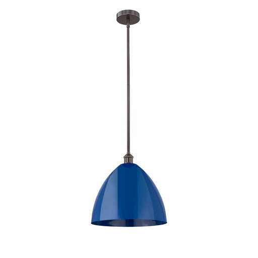 Innovations Plymouth 16in 1-Light Mini Pendant | Industrial Oil Rubbed Bronze and Matte Blue Metal | Kitchen Island & | Model 616-1S-OB-MBD-16-BL-LED
