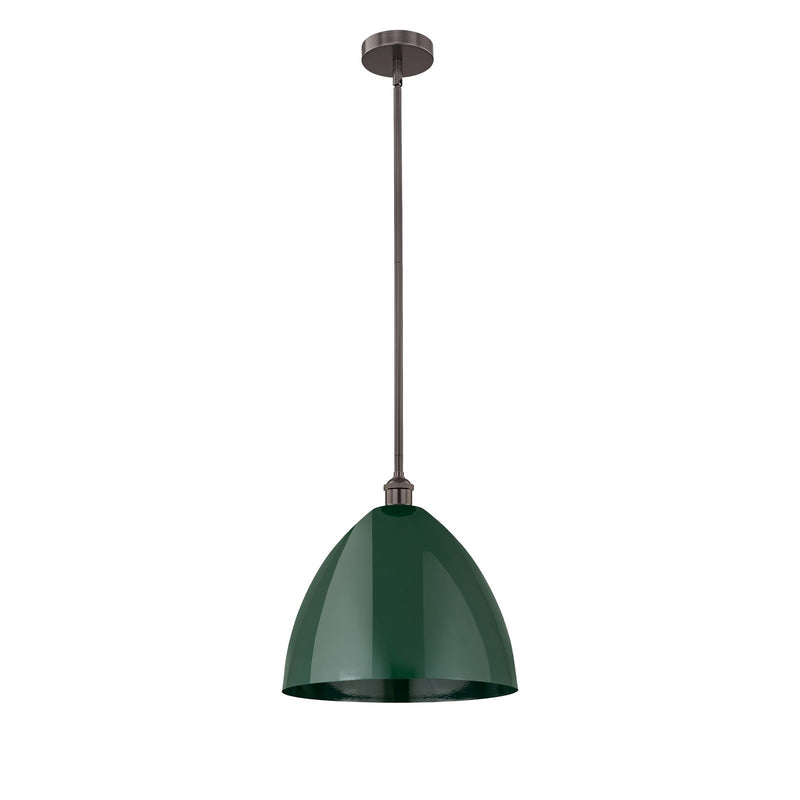 Innovations Plymouth 16in 1-Light Mini Pendant | Industrial Oil Rubbed Bronze Steel and Matte Green Metal | Kitchen Island & | Model 616-1S-OB-MBD-16-GR