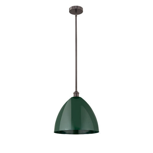Innovations Plymouth 16in 1-Light Mini Pendant | Industrial Oil Rubbed Bronze Steel and Matte Green Metal Shade | Kitchen | Model 616-1S-OB-MBD-16-GR-LED
