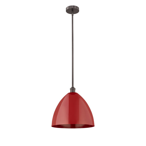 Innovations Plymouth 16in 1-Light Mini Pendant | Industrial Oil Rubbed Bronze Steel and Matte Red Metal | Kitchen Island & | Model 616-1S-OB-MBD-16-RD-LED