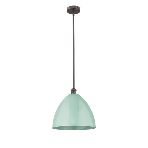 Innovations Plymouth 16in 1-Light Mini Pendant | Industrial Oil Rubbed Bronze Steel and Matte Seafoam Metal | Kitchen Island & | Model 616-1S-OB-MBD-16-SF