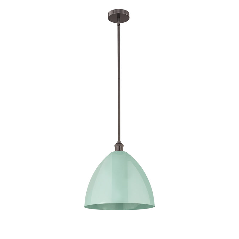 Innovations Plymouth 16in 1-Light Mini Pendant | Industrial Oil Rubbed Bronze Steel and Matte Seafoam Metal Shade | Model 616-1S-OB-MBD-16-SF-LED