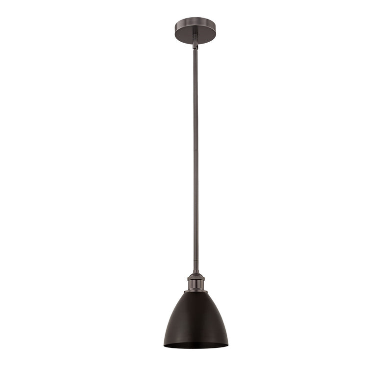 Innovations Bristol 8in 1-Light Mini Pendant | Industrial Oil Rubbed Bronze Steel and Cast Brass Metal Shade | Kitchen Island | Model 616-1S-OB-MBD-75-OB