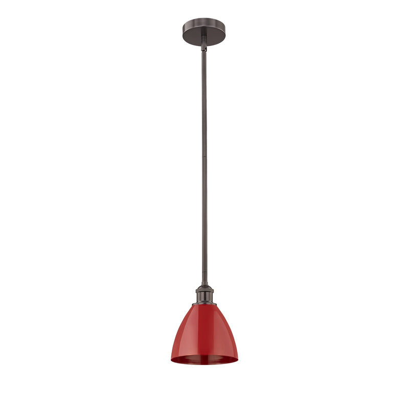 Innovations Plymouth 8in 1-Light Mini Pendant | Industrial Oil Rubbed Bronze and Matte Red Metal | Kitchen Island & Dining | Model 616-1S-OB-MBD-75-RD
