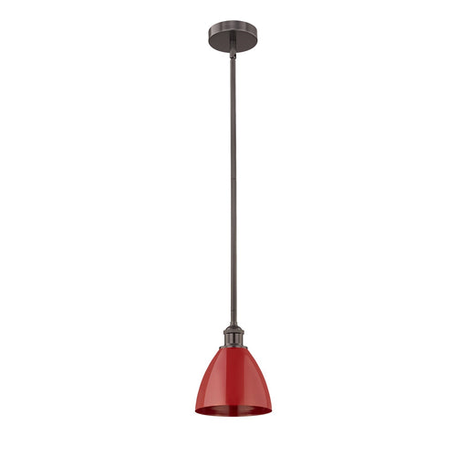 Innovations Plymouth 8in 1-Light Mini Pendant | Industrial Oil Rubbed Bronze and Matte Red Metal | Kitchen Island & Dining | Model 616-1S-OB-MBD-75-RD