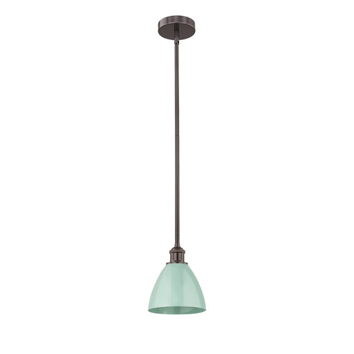 Innovations Plymouth 7.5in 1-Light Mini Pendant | Industrial Oil Rubbed Bronze Steel and Matte Seafoam Metal | Kitchen Island | Model 616-1S-OB-MBD-75-SF