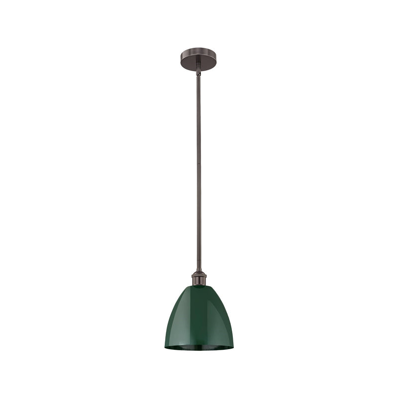 Innovations Plymouth 9in 1-Light Mini Pendant | Industrial Oil Rubbed Bronze Steel and Matte Green Metal | Kitchen Island & | Model 616-1S-OB-MBD-9-GR-LED