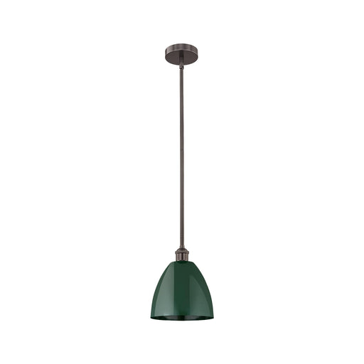 Innovations Plymouth 9in 1-Light Mini Pendant | Industrial Oil Rubbed Bronze Steel and Matte Green Metal | Kitchen Island & | Model 616-1S-OB-MBD-9-GR-LED