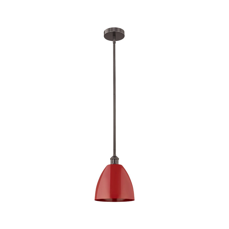 Innovations Plymouth 9in 1-Light Mini Pendant | Industrial Oil Rubbed Bronze Steel and Cast Brass with Matte Red Metal Shade | Model 616-1S-OB-MBD-9-RD