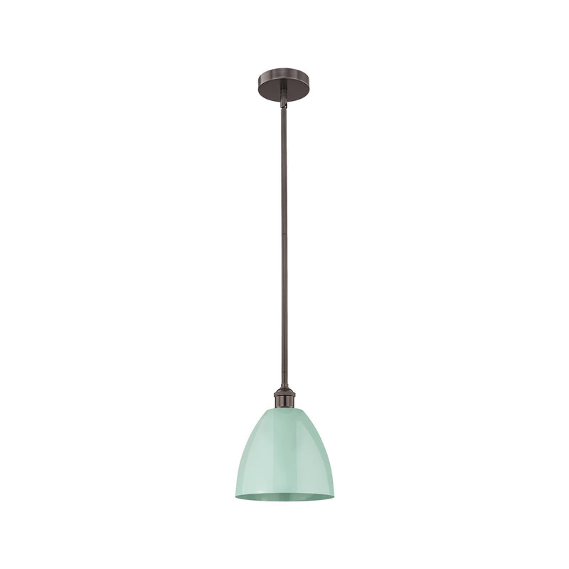 Innovations Plymouth 9in 1-Light Mini Pendant | Industrial Oil Rubbed Bronze Steel and Matte Seafoam Metal Shade | Kitchen | Model 616-1S-OB-MBD-9-SF