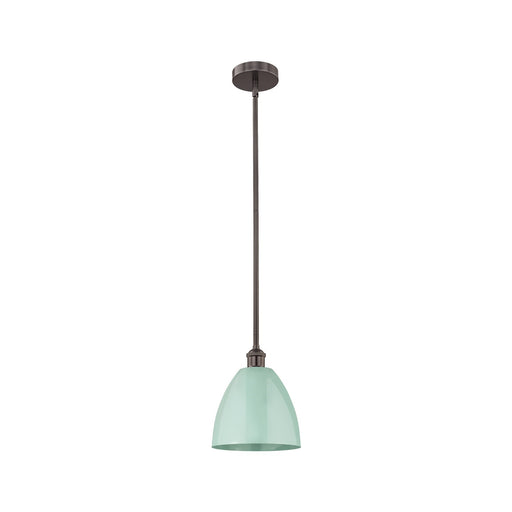 Innovations Plymouth 9in 1-Light Mini Pendant | Industrial Oil Rubbed Bronze Steel and Matte Seafoam Metal Shade | Kitchen | Model 616-1S-OB-MBD-9-SF