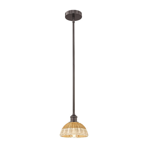 Innovations Bristol Natural II 7.5in 1-Light Mini Pendant | Industrial Oil Rubbed Bronze Steel and Natural Fiber Shade | Model 616-1S-OB-NBD2-75-NAT