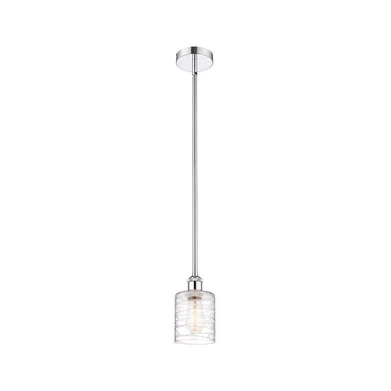 Innovations Cobbleskill 5in 1-Light Mini Pendant | Art Nouveau Polished Chrome and Clear Deco Swirl Glass | Kitchen Island & | Model 616-1S-PC-G1113