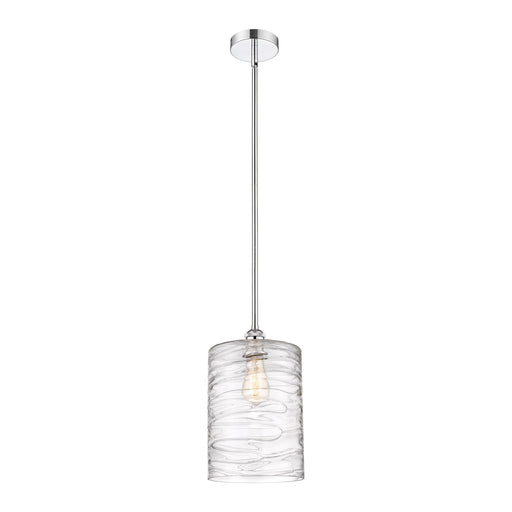 Innovations Cobbleskill 9in 1-Light Mini Pendant | Industrial Polished Chrome Steel and Deco Swirl Clear Glass | Kitchen Island | Model 616-1S-PC-G1113-L