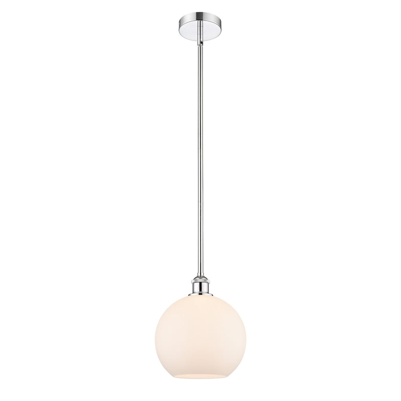 Innovations Athens 10in 1-Light Mini Pendant | Industrial Polished Chrome and Matte White Glass | Kitchen Island & Dining Room | Model 616-1S-PC-G121-10
