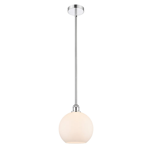 Innovations Athens 10in 1-Light Mini Pendant | Industrial Polished Chrome and Matte White Glass | Kitchen Island & Dining Room | Model 616-1S-PC-G121-10