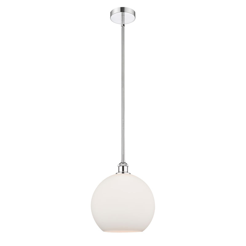 Innovations Athens 12in 1-Light Mini Pendant | Industrial Polished Chrome and Matte White Glass | Kitchen Island & Dining | Model 616-1S-PC-G121-12-LED