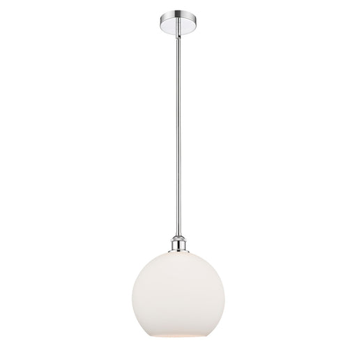 Innovations Athens 12in 1-Light Mini Pendant | Industrial Polished Chrome and Matte White Glass | Kitchen Island & Dining | Model 616-1S-PC-G121-12-LED