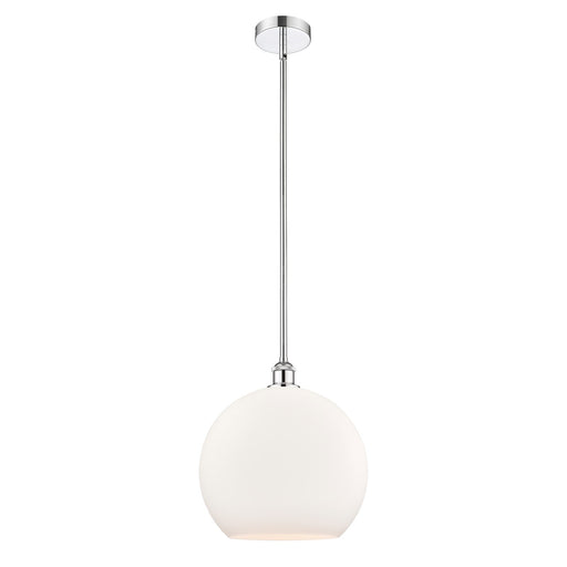Innovations Athens 14in 1-Light Pendant | Industrial Polished Chrome Steel and Matte White Glass | Kitchen Island & Dining | Model 616-1S-PC-G121-14-LED