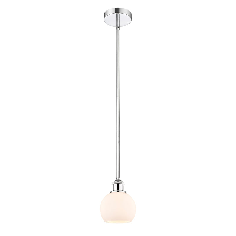 Innovations Athens 6in 1-Light Mini Pendant | Industrial Polished Chrome Steel and Matte White Glass | Kitchen Island & | Model 616-1S-PC-G121-6-LED