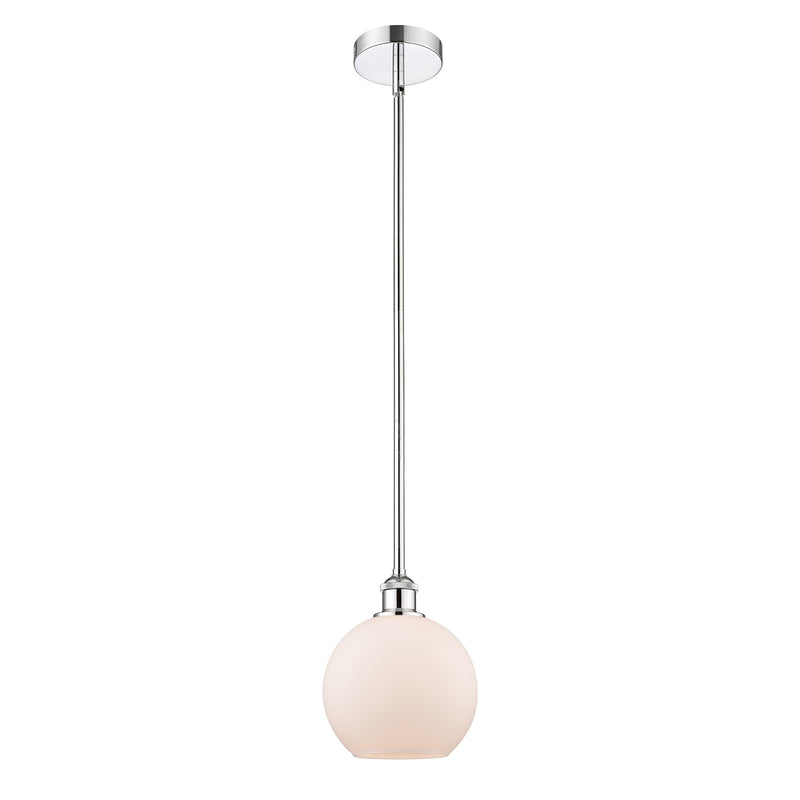 Innovations Athens 8in 1-Light Mini Pendant | Industrial Polished Chrome and Matte White Frosted Glass | Kitchen Island & Dining | Model 616-1S-PC-G121-8