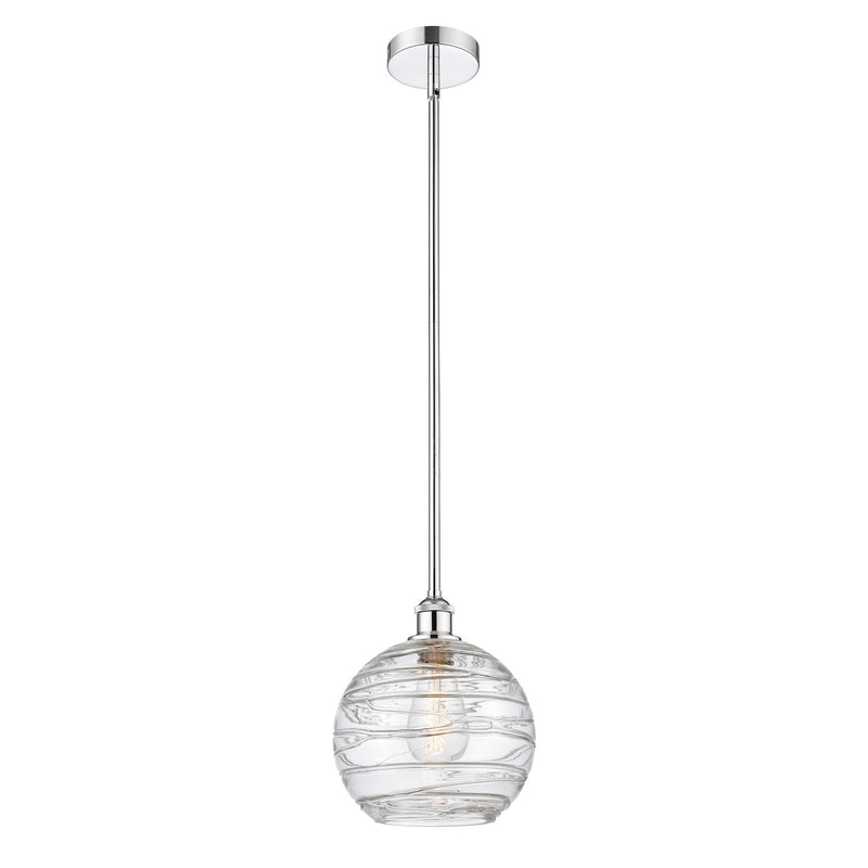 Innovations Athens Deco Swirl 10in 1-Light Mini Pendant | Industrial Polished Chrome Steel and Clear Deco Swirl Glass | Model 616-1S-PC-G1213-10CL
