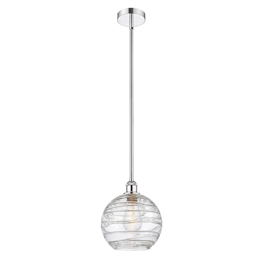 Innovations Athens Deco Swirl 10in 1-Light Mini Pendant | Industrial Polished Chrome Steel and Clear Deco Swirl Glass | Model 616-1S-PC-G1213-10CL