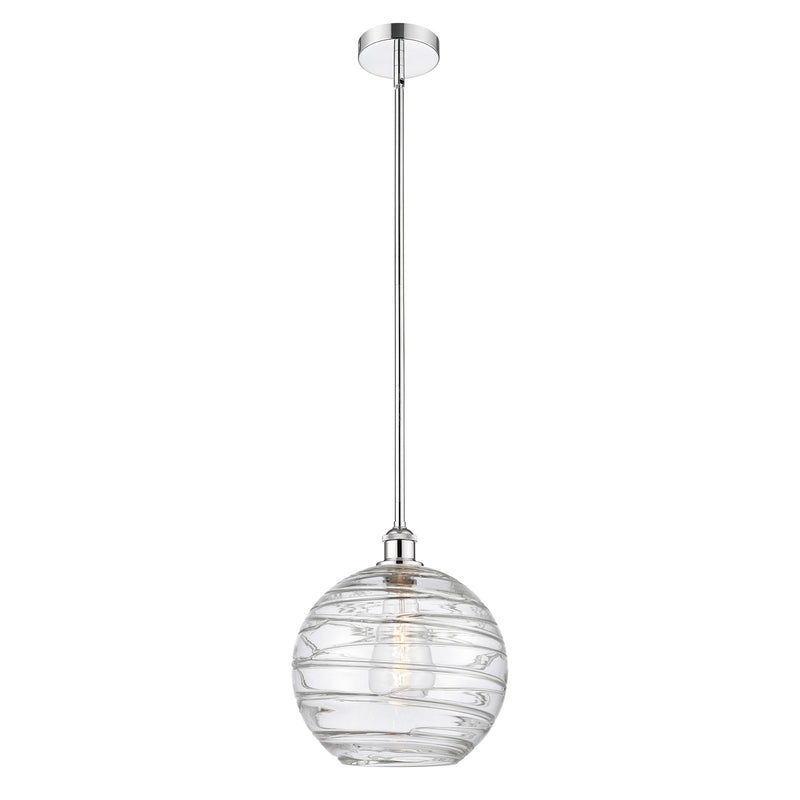 Innovations Athens Deco Swirl 12in 1-Light Mini Pendant | Industrial Polished Chrome and Clear Deco Swirl Glass | Kitchen | Model 616-1S-PC-G1213-12CL