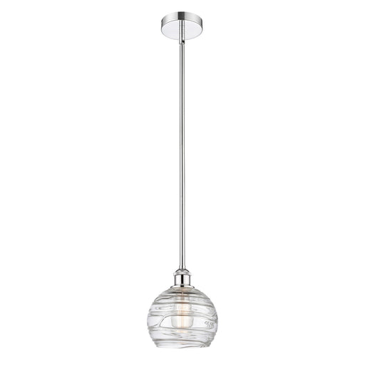 Innovations Athens Deco Swirl 8in 1-Light Mini Pendant | Industrial Polished Chrome and Clear Deco Swirl Glass | Kitchen | Model 616-1S-PC-G1213-8CL
