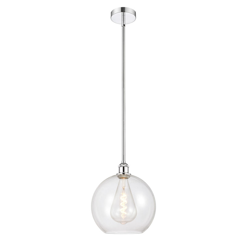 Innovations Athens 12in 1-Light Mini Pendant | Industrial Polished Chrome Steel and Clear Glass | Kitchen Island & Dining Room | Model 616-1S-PC-G122-12