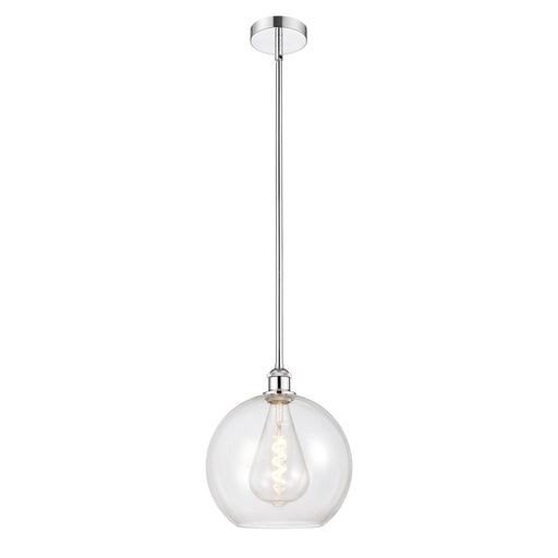 Innovations Athens 12in 1-Light Mini Pendant | Industrial Polished Chrome Steel and Clear Glass | Kitchen Island & Dining Room | Model 616-1S-PC-G122-12