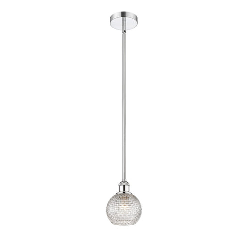 Innovations Athens 6in 1-Light Mini Pendant | Modern Farmhouse Polished Chrome and Clear Basket Weave Glass | Kitchen Island & | Model 616-1S-PC-G122C-6CL