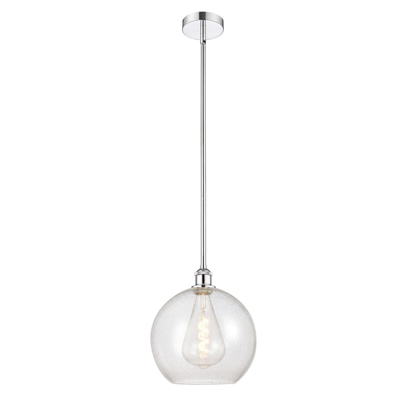 Innovations Athens 12in 1-Light Mini Pendant | Industrial Polished Chrome Steel and Seedy Glass | Kitchen Island & Dining | Model 616-1S-PC-G124-12-LED