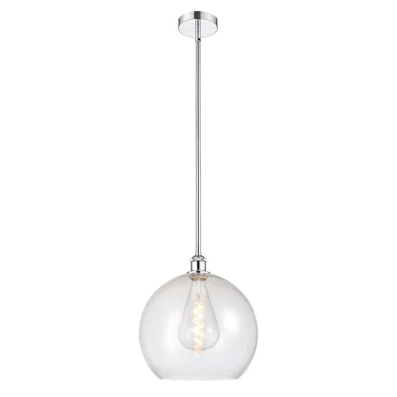 Innovations Athens 14in 1-Light Pendant | Industrial Polished Chrome Steel and Seedy Glass | Kitchen Island & Dining Room | Model 616-1S-PC-G124-14