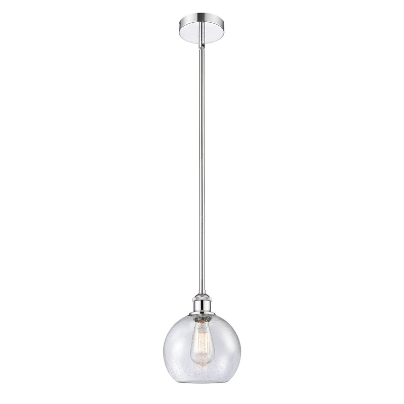 Innovations Athens 8in 1-Light Mini Pendant | Industrial Polished Chrome Steel and Seedy Glass | Kitchen Island & Dining Room | Model 616-1S-PC-G124-8-LED