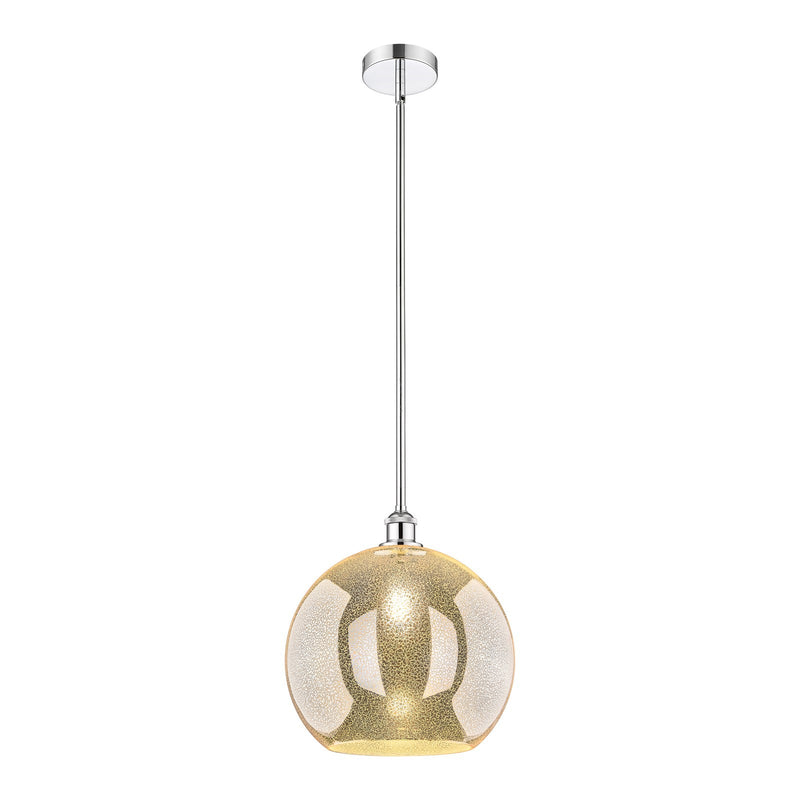 Innovations Athens 14in 1-Light Pendant | Industrial Polished Chrome Steel and Mercury Glass | Kitchen Island & Dining Room | Model 616-1S-PC-G128-14