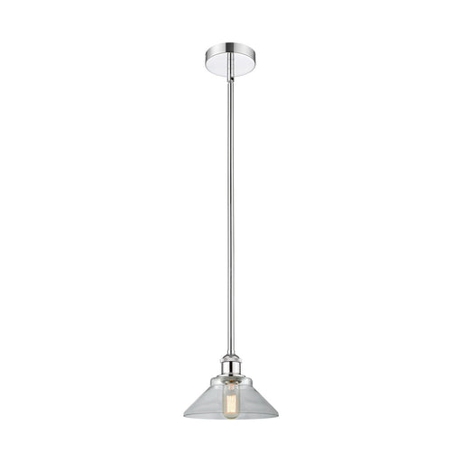 Innovations Orwell 8in 1-Light Mini Pendant | Industrial Polished Chrome Steel and Clear Glass | Kitchen Island & Dining Room | Model 616-1S-PC-G132