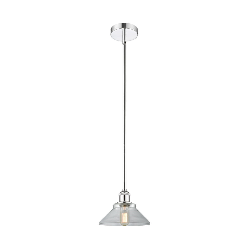 Innovations Orwell 8.38in 1-Light Mini Pendant | Industrial Polished Chrome Steel and Clear Glass | Kitchen Island & Dining | Model 616-1S-PC-G132-LED