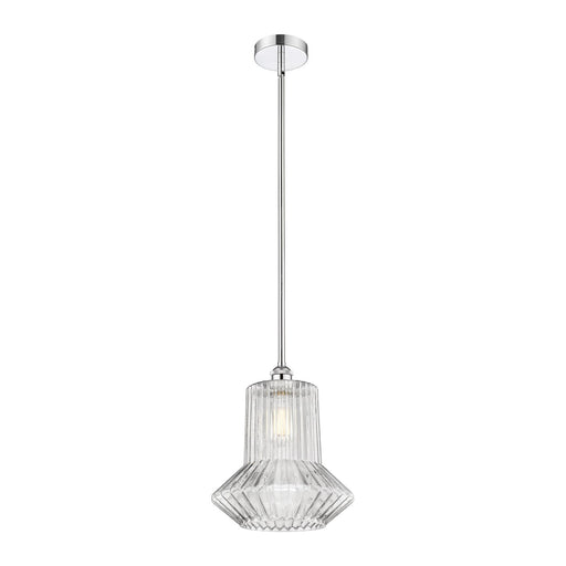 Innovations Springwater 12in 1-Light Mini Pendant | Industrial Polished Chrome Steel and Clear Fluted Glass | Kitchen Island & | Model 616-1S-PC-G212