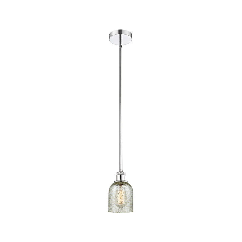 Innovations Lighting Caledonia 5in 1-Light Mini Pendant | Industrial Polished Chrome and Mica Glass | Kitchen Island & Dining Room | Model 616-1S-PC-G259