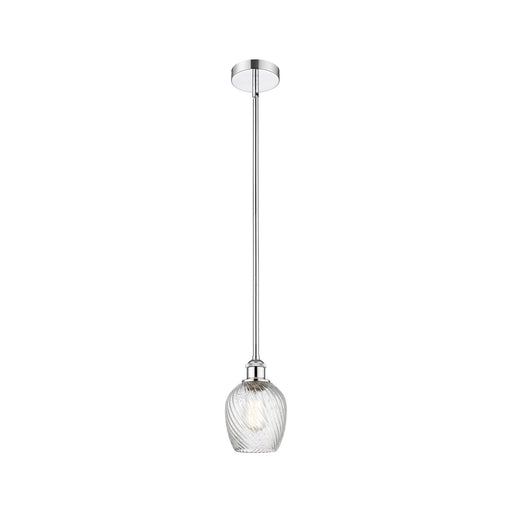 Innovations Salina 6in 1-Light Mini Pendant | Industrial Polished Chrome Steel and Clear Spiral Fluted Glass | Kitchen Island & | Model 616-1S-PC-G292