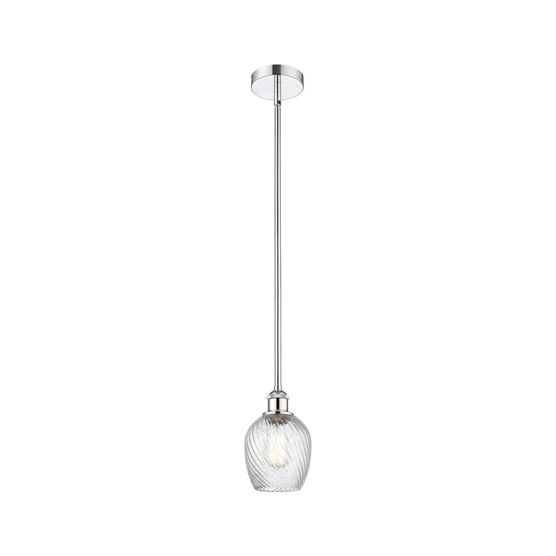 Innovations Lighting Salina 6in 1-Light Mini Pendant | Industrial Polished Chrome and Clear Spiral Fluted Glass | Kitchen | Model 616-1S-PC-G292-LED