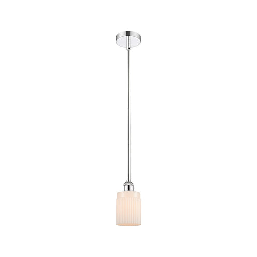 Innovations Hadley 4.5in 1-Light Mini Pendant | Art Nouveau Polished Chrome and Matte White Ribbed Glass | Kitchen Island & Dining | Model 616-1S-PC-G341
