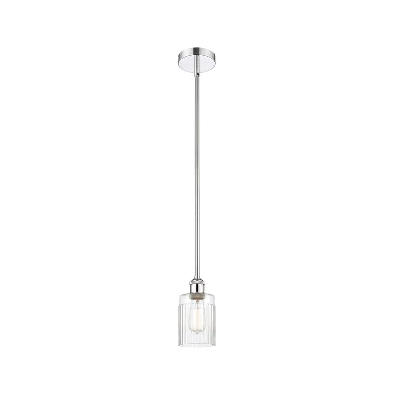 Innovations Hadley 4.5in 1-Light Mini Pendant | Polished Chrome Steel and Clear Ribbed Glass | Kitchen Island & Breakfast Nook | Model 616-1S-PC-G342