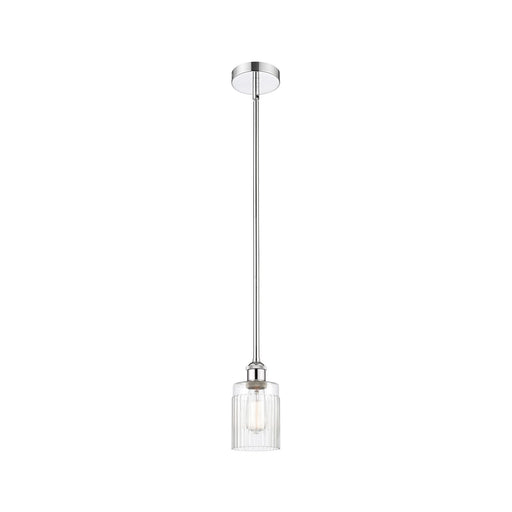 Innovations Hadley 4.5in 1-Light Mini Pendant | Art Nouveau Polished Chrome Steel and Clear Ribbed Glass | Kitchen Island & | Model 616-1S-PC-G342-LED