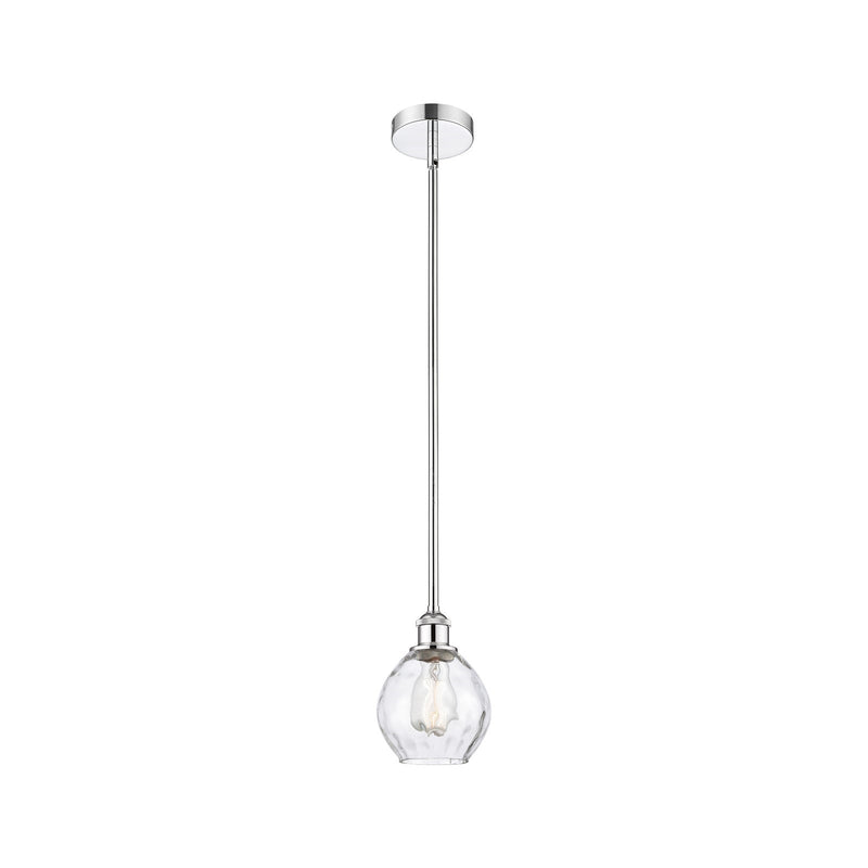 Innovations Waverly 6in 1-Light Mini Pendant | Industrial Polished Chrome Steel and Clear Water Glass | Kitchen Island & Dining | Model 616-1S-PC-G362-LED
